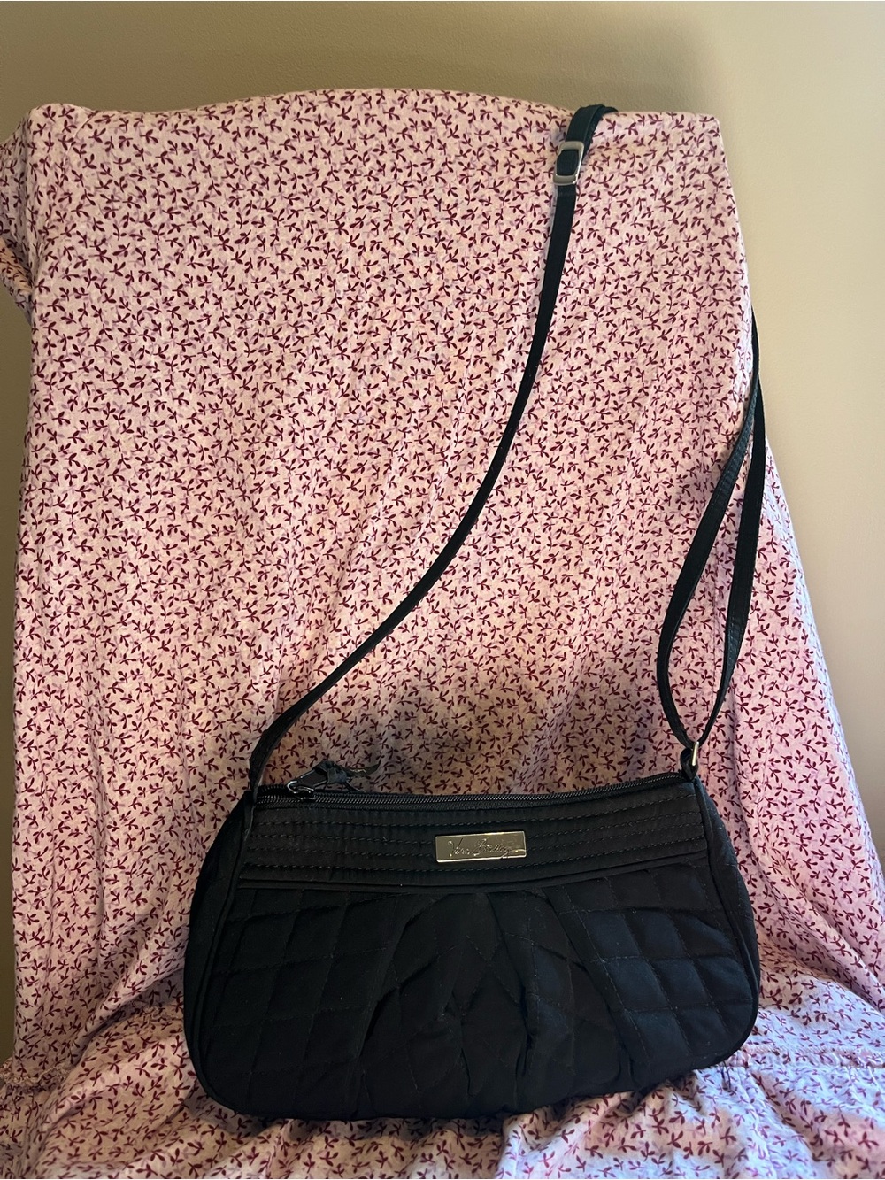 Vera Bradley Black Quilted Pleated Crossbody Bag